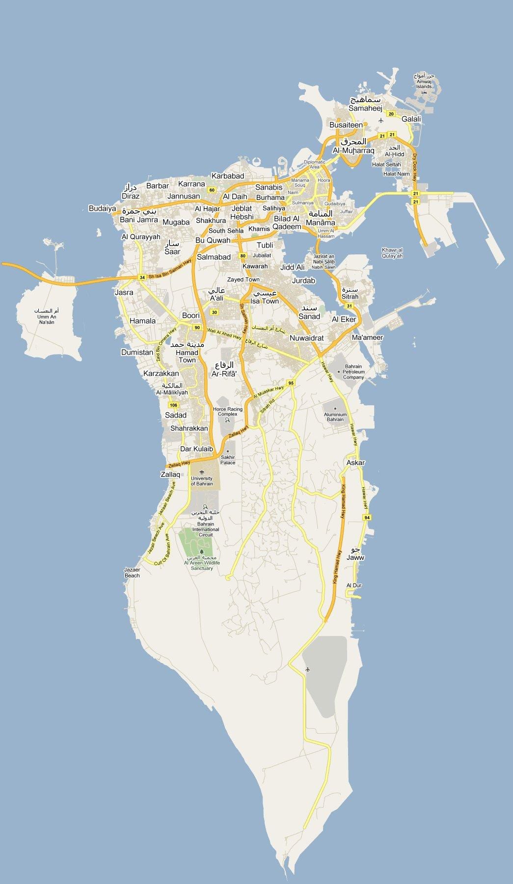 地图的路线图，巴林